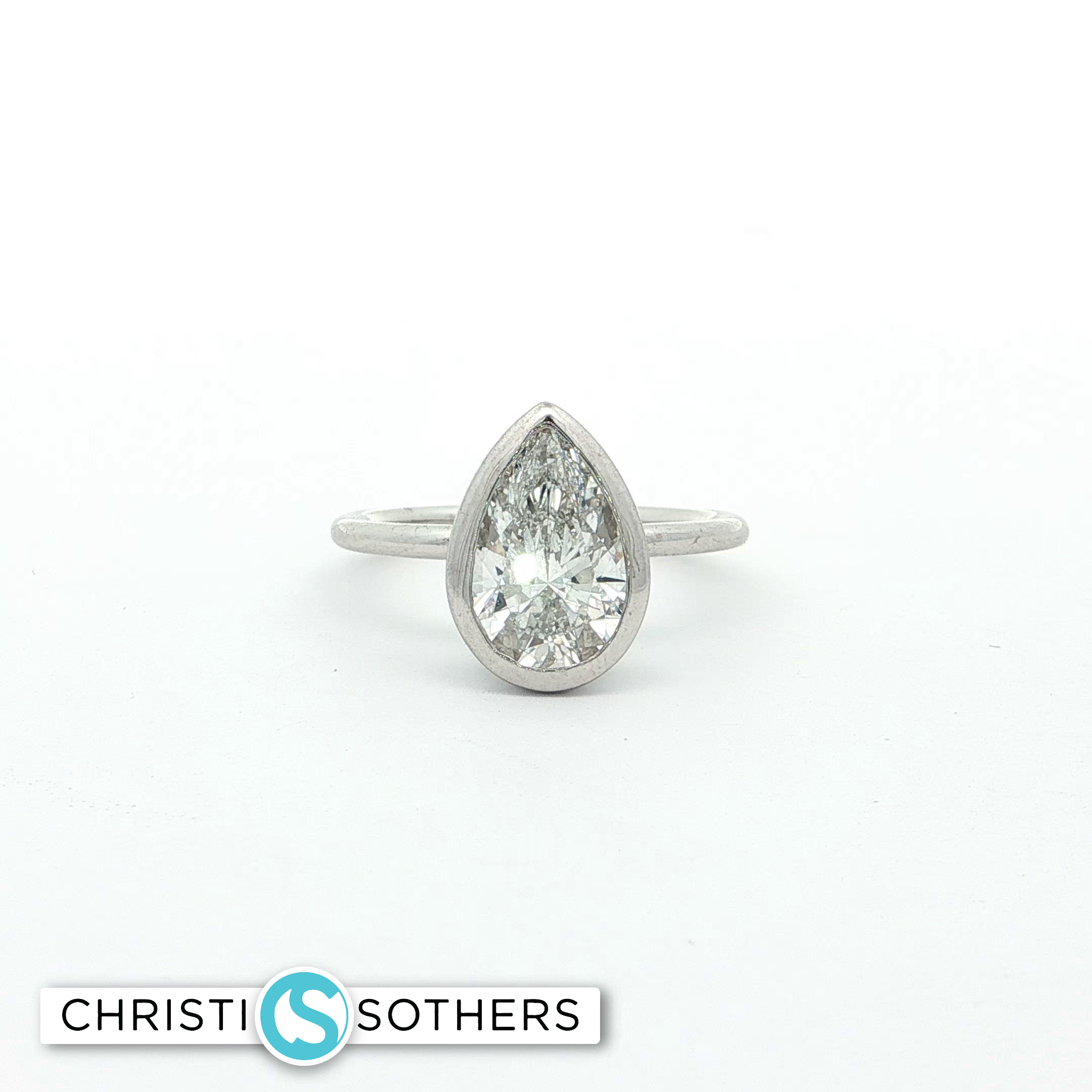 14KT White Gold Pear Solitaire Ring with Lab-Grown Diamond (3.05 ct)