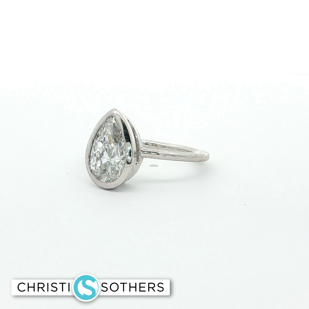 14KT White Gold Pear Solitaire Ring with Lab-Grown Diamond (3.05 ct)