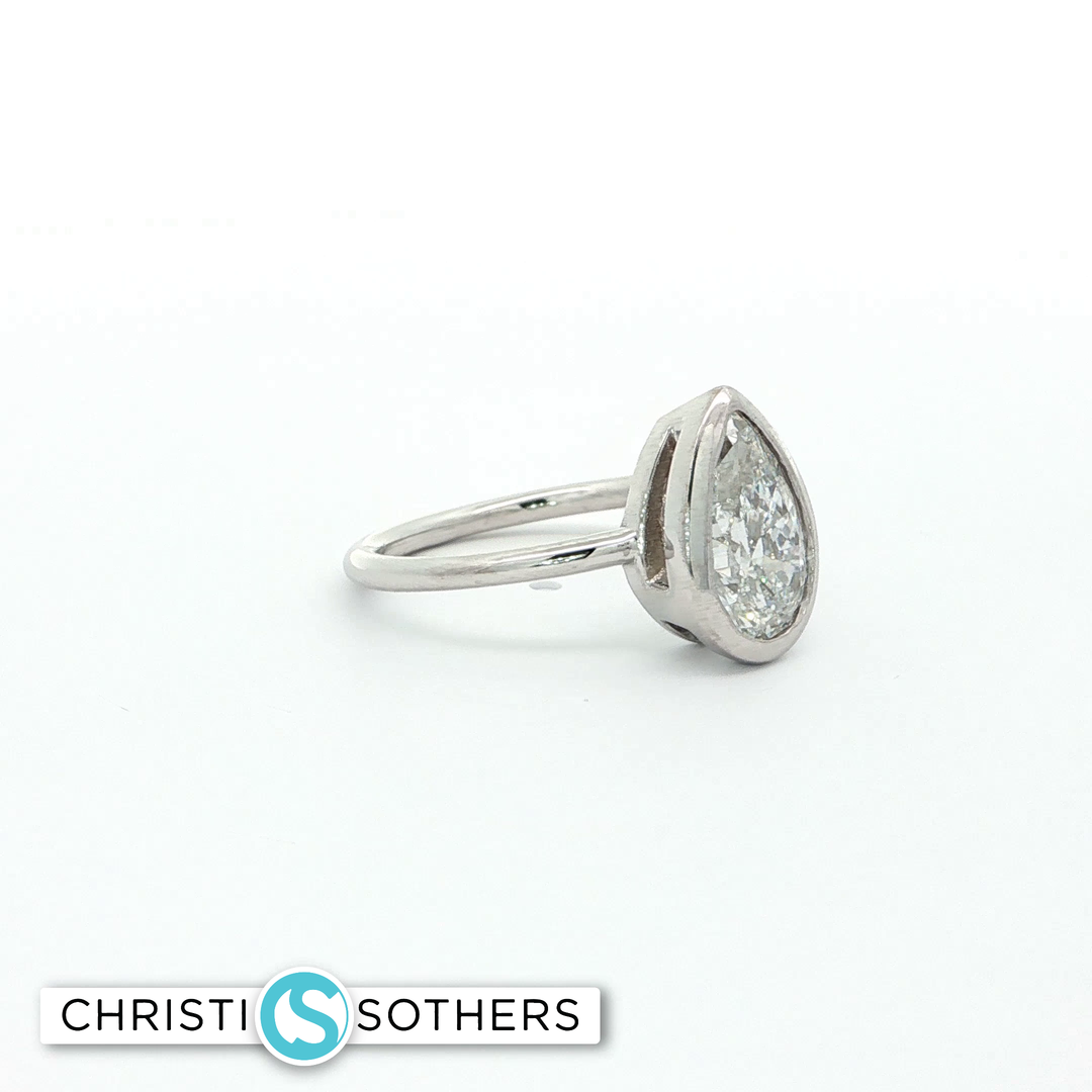 14KT White Gold Pear Solitaire Ring with Lab-Grown Diamond (3.05 ct)