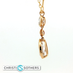Load image into Gallery viewer, 14KT Yellow Gold Triple-Stone Bezel Necklace with Lab-Grown Round &amp; Pear Diamonds (4.04 cttw)
