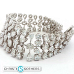 Load image into Gallery viewer, 14KT White Gold Pear-Cut Diamond Bangle Bracelet (22.82 cttw)