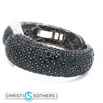Load image into Gallery viewer, 18KT White Gold Black Sapphire Pavé Bangle with Diamond Accents (64.6 cttw)