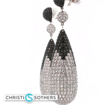 Load image into Gallery viewer, 18KT White Gold Pavé Diamond &amp; Black Diamond Drop Earrings (25.39 cttw)