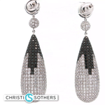 Load image into Gallery viewer, 18KT White Gold Pavé Diamond &amp; Black Diamond Drop Earrings (25.39 cttw)