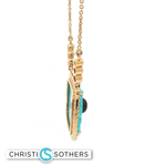 Load image into Gallery viewer, 18KT Yellow Gold Necklace with Carved Turquoise Pendant