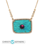 Load image into Gallery viewer, 18KT Yellow Gold Necklace with Carved Turquoise Pendant