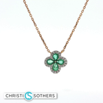 Load image into Gallery viewer, 18kt Yellow Gold Flower Necklace with Pear Emeralds