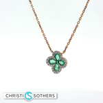 Load image into Gallery viewer, 18kt Yellow Gold Flower Necklace with Pear Emeralds