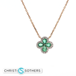 Load image into Gallery viewer, 18kt Yellow Gold Flower Necklace with Pear Emeralds