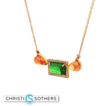Load image into Gallery viewer, 14KT Yellow Gold Tsavorite &amp; Garnet Gumdrop Charm Necklace with Diamond Accents (1.54 ct)