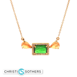 Load image into Gallery viewer, 14KT Yellow Gold Tsavorite &amp; Garnet Gumdrop Charm Necklace with Diamond Accents (1.54 ct)