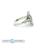 Load image into Gallery viewer, 18KT White Gold Square Emerald Cocktail Ring with Diamond Accents (2.50 cttw)