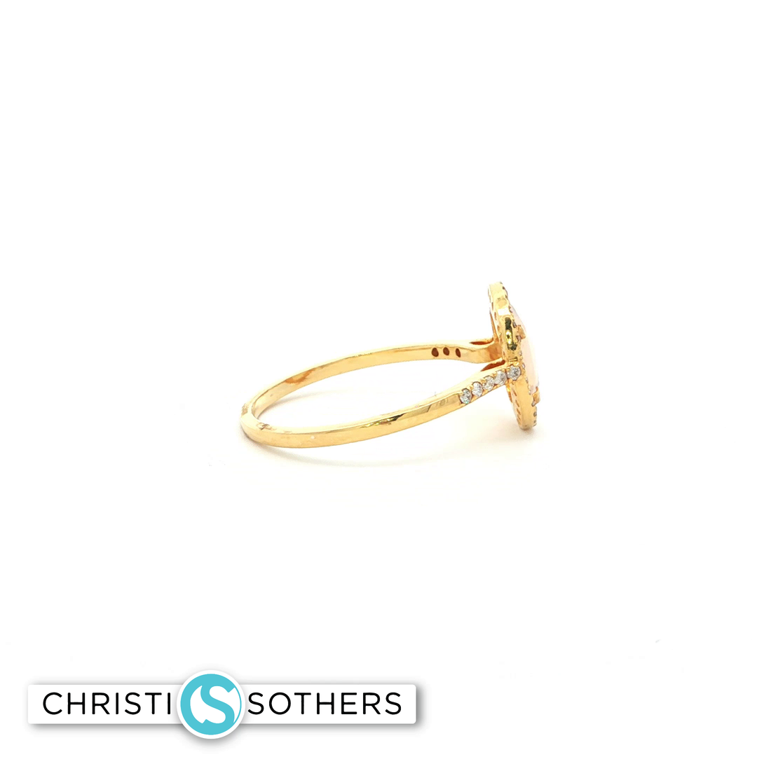 14KT Yellow Gold Oval Cabochon Opal Cocktail Ring with Diamond Accents (0.46 ct)