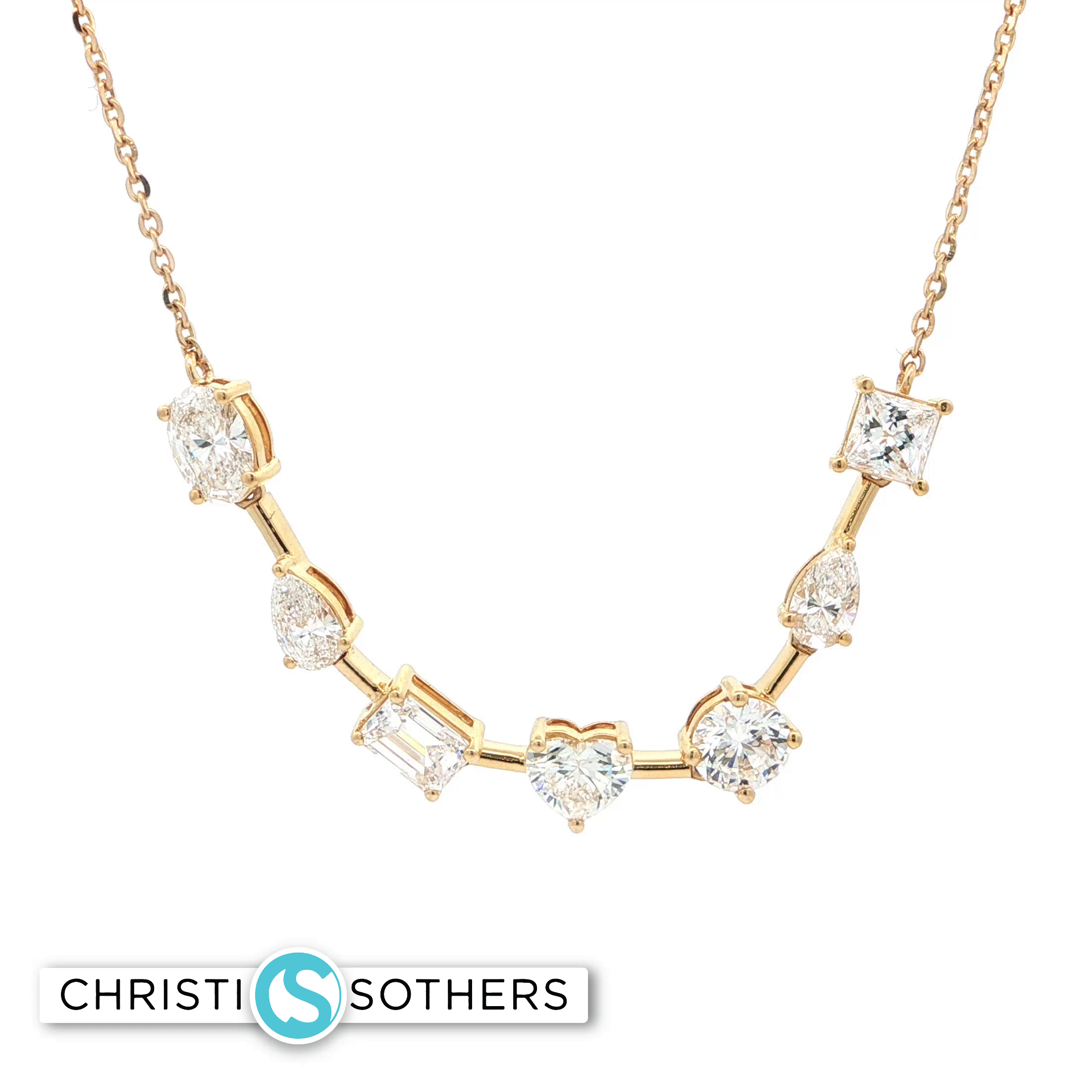 14KT Yellow Gold Mixed-Cut Diamond Necklace with Lab-Grown Diamonds (3.08 cttw)