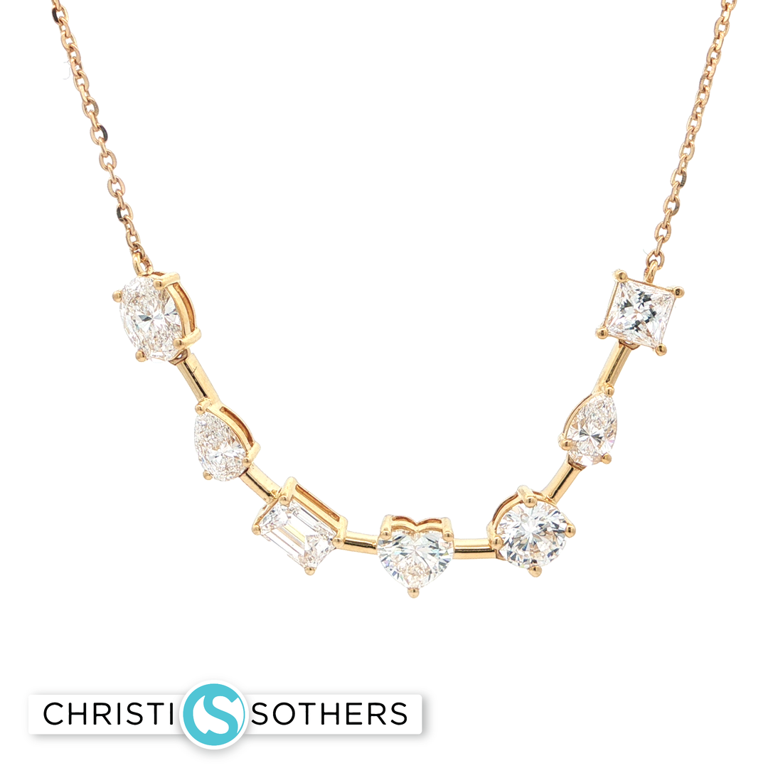 14KT Yellow Gold Mixed-Cut Diamond Necklace with Lab-Grown Diamonds (3.08 cttw)
