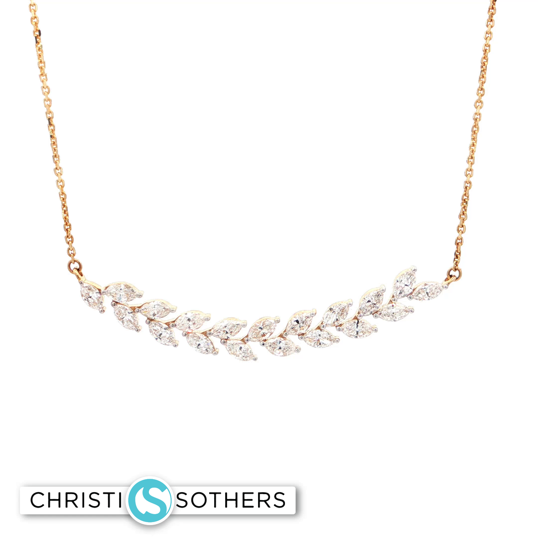 14KT Gold Marquise Diamond Necklace (2.16 cttw)