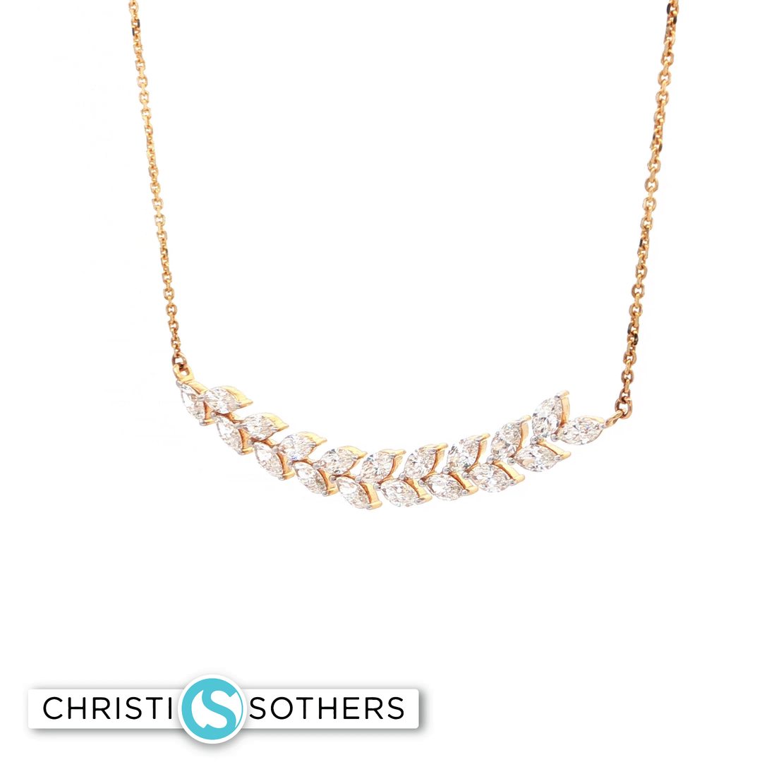 14KT Gold Marquise Diamond Necklace (2.16 cttw)