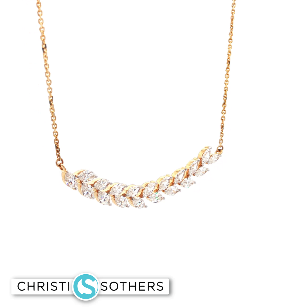 14KT Gold Marquise Diamond Necklace (2.16 cttw)
