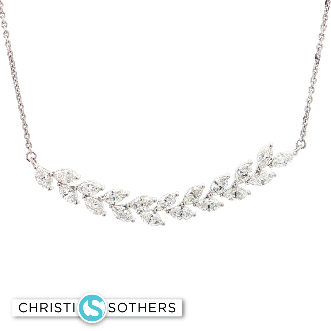 14KT Gold Marquise Diamond Necklace (2.16 cttw)