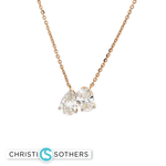 Load image into Gallery viewer, 14KT Yellow Gold Double Pear Diamond Necklace with Lab-Grown Diamonds (2.07 cttw)