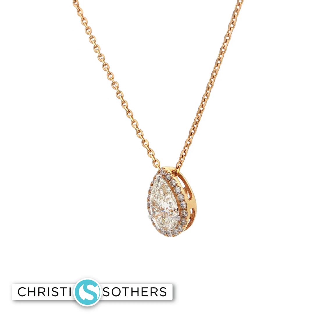 14KT Yellow Gold Pear Diamond Necklace with Lab-Grown Diamond Pendant (1.16 ct)