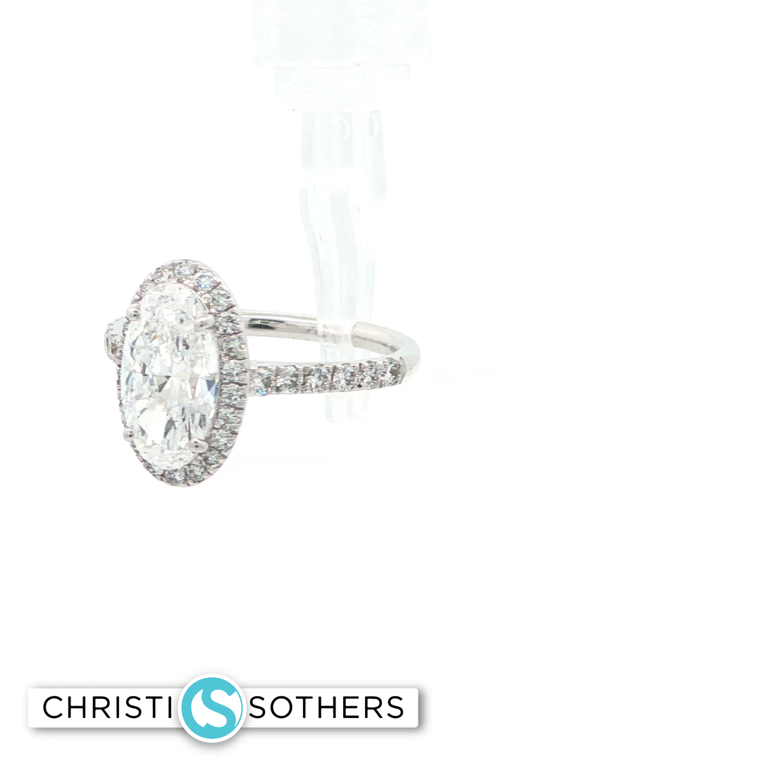 14KT White Gold Oval Diamond Ring with Lab-Grown Diamonds (2.32 cttw)