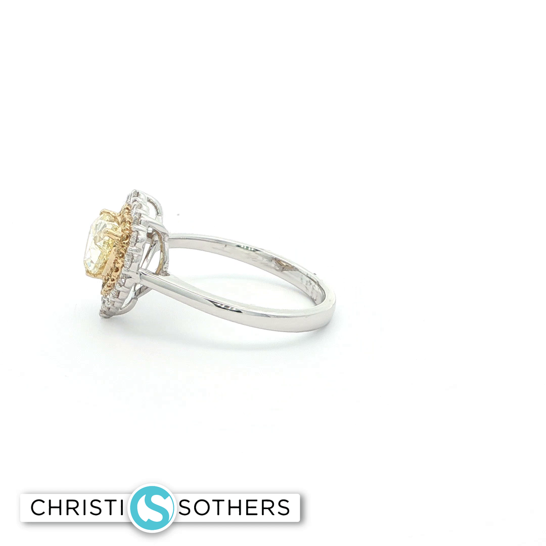 14KT Yellow & White Gold Heart-Shaped Fancy Yellow Diamond Ring with Lab-Grown Diamonds (1.535 cttw)