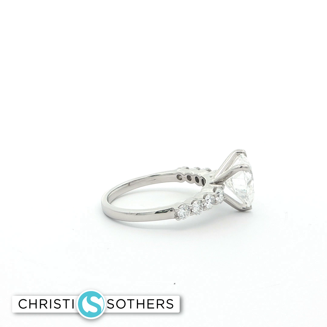 14KT White Gold Heart-Shaped Diamond Ring with Lab-Grown Diamonds (3.55 cttw)
