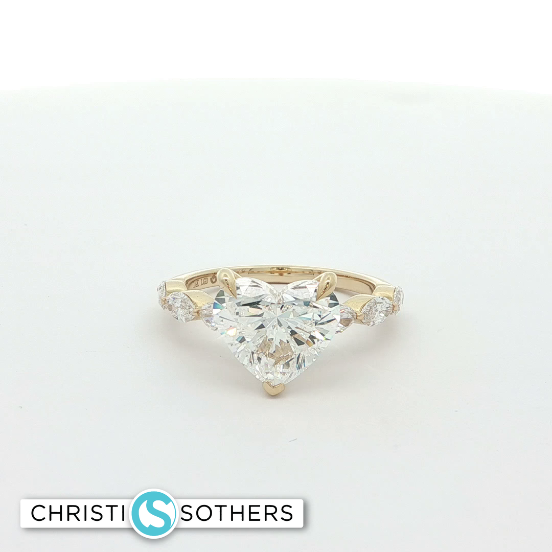 14KT Yellow Gold Heart-Shaped Diamond Ring with Lab-Grown Diamonds (3.85 cttw)