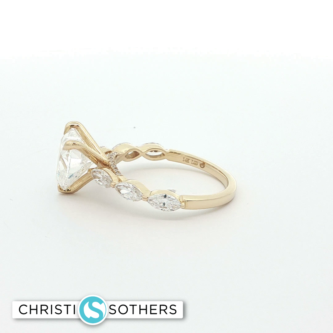 14KT Yellow Gold Heart-Shaped Diamond Ring with Lab-Grown Diamonds (3.85 cttw)