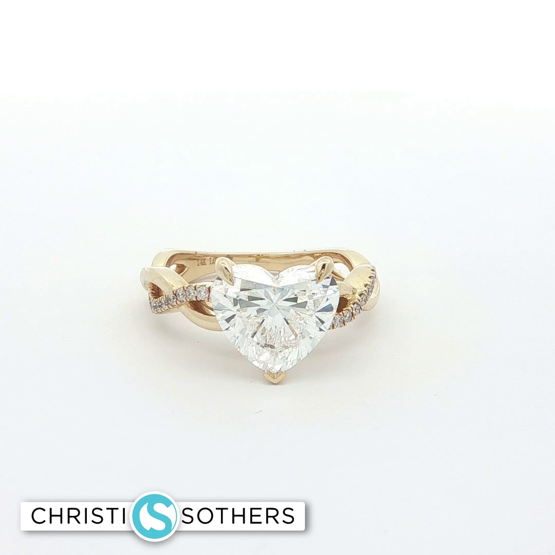 14KT Yellow Gold Heart-Shaped Diamon Ring (3.16 cttw)