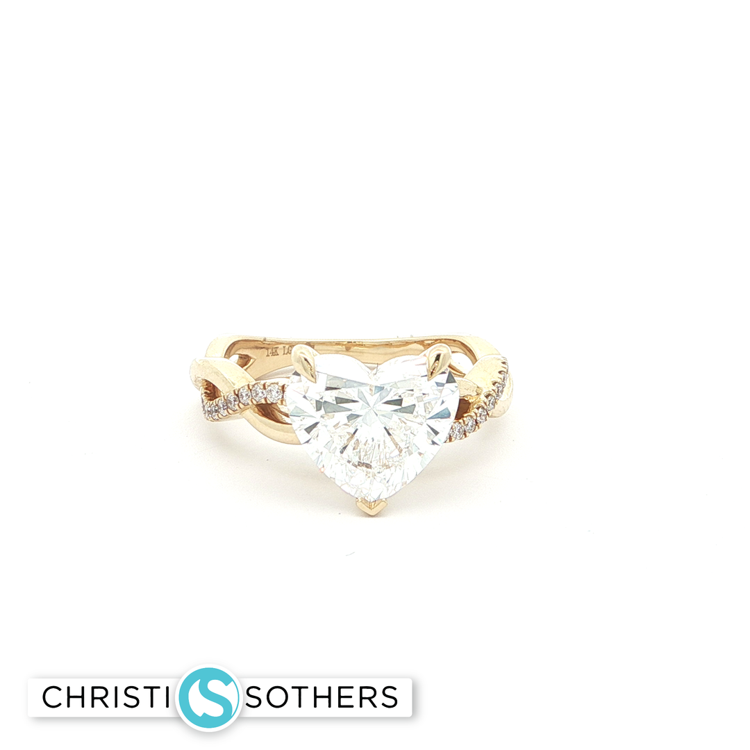 14KT Yellow Gold Heart-Shaped Diamon Ring (3.16 cttw)
