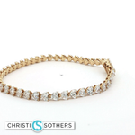 Load image into Gallery viewer, 14KT Yellow Gold Heart-Shaped Diamond Tennis Bracelet with Lab-Grown Diamonds (7.11 cttw)