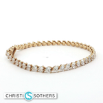 Load image into Gallery viewer, 14KT Yellow Gold Heart-Shaped Diamond Tennis Bracelet with Lab-Grown Diamonds (7.11 cttw)