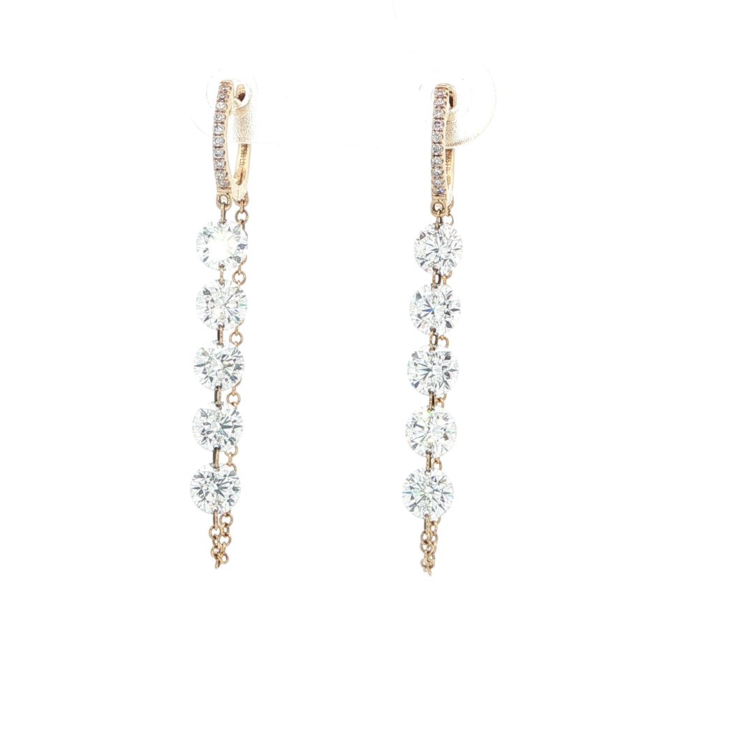 14KT Yellow Gold Diamond Chain Drop Earrings with Lab-Grown Diamonds (2.56 cttw)