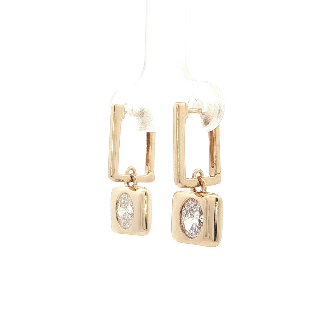 14KT Yellow Gold Oval Diamond Geometric Drop Earrings with Lab-Grown Diamonds (1.01 cttw)