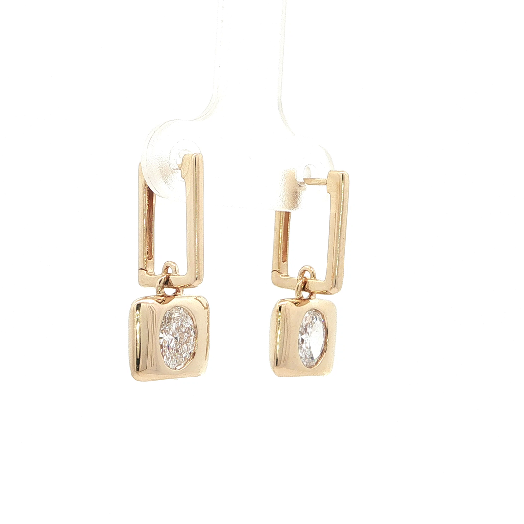 14KT Yellow Gold Oval Diamond Geometric Drop Earrings with Lab-Grown Diamonds (1.01 cttw)