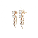 Load image into Gallery viewer, 14KT Yellow &amp; White Gold Diamond Chain Drop Earrings with Lab-Grown Diamonds