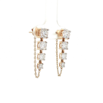 Load image into Gallery viewer, 14KT Yellow &amp; White Gold Diamond Chain Drop Earrings with Lab-Grown Diamonds