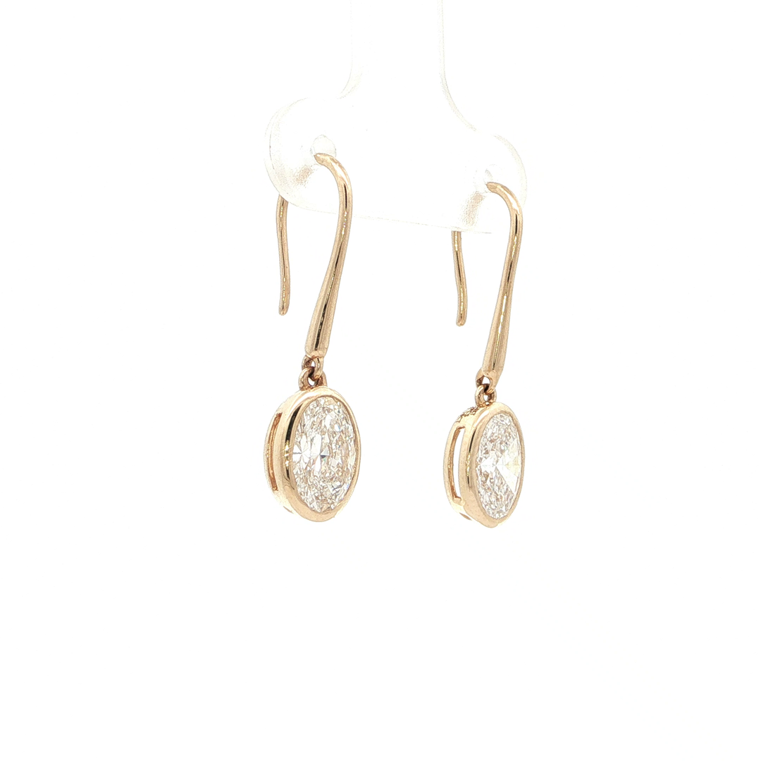 14KT Yellow Gold Oval Diamond Drop Earrings with Lab-Grown Diamonds (2.08 cttw)