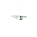 Load image into Gallery viewer, 14KT White Gold Toi et Moi Ring with Green &amp; White Lab-Grown Diamonds (0.40 cttw)