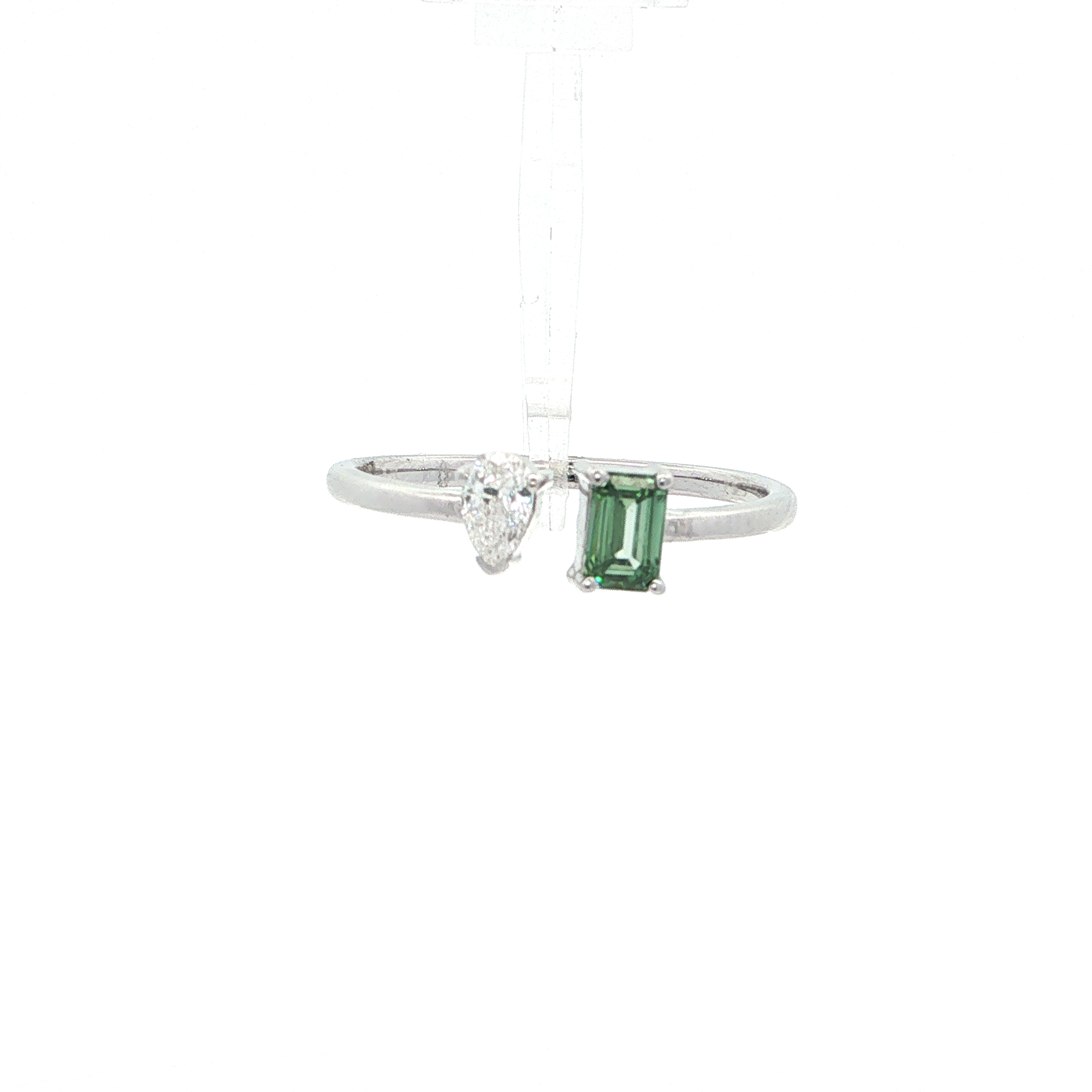 14KT White Gold Toi et Moi Ring with Green & White Lab-Grown Diamonds (0.40 cttw)