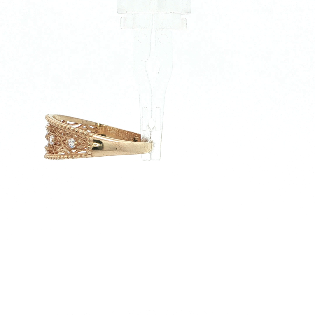 14KT Yellow Gold Vintage-Inspired Diamond Openwork Band with Lab-Grown Diamonds