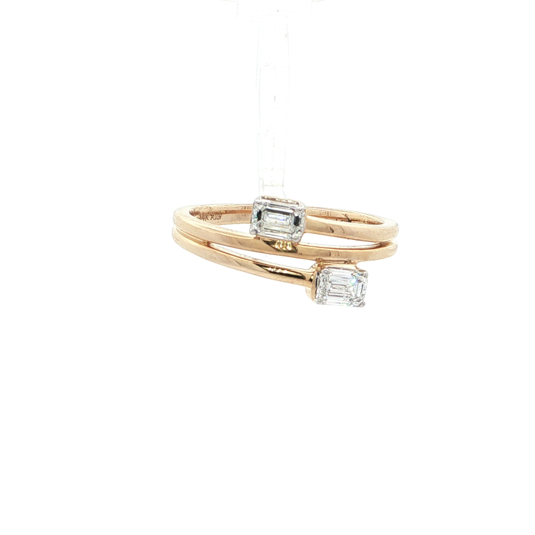 14KT Yellow Gold Emerald-Cut Diamond Bypass Ring with Lab-Grown Diamonds (0.54 cttw)