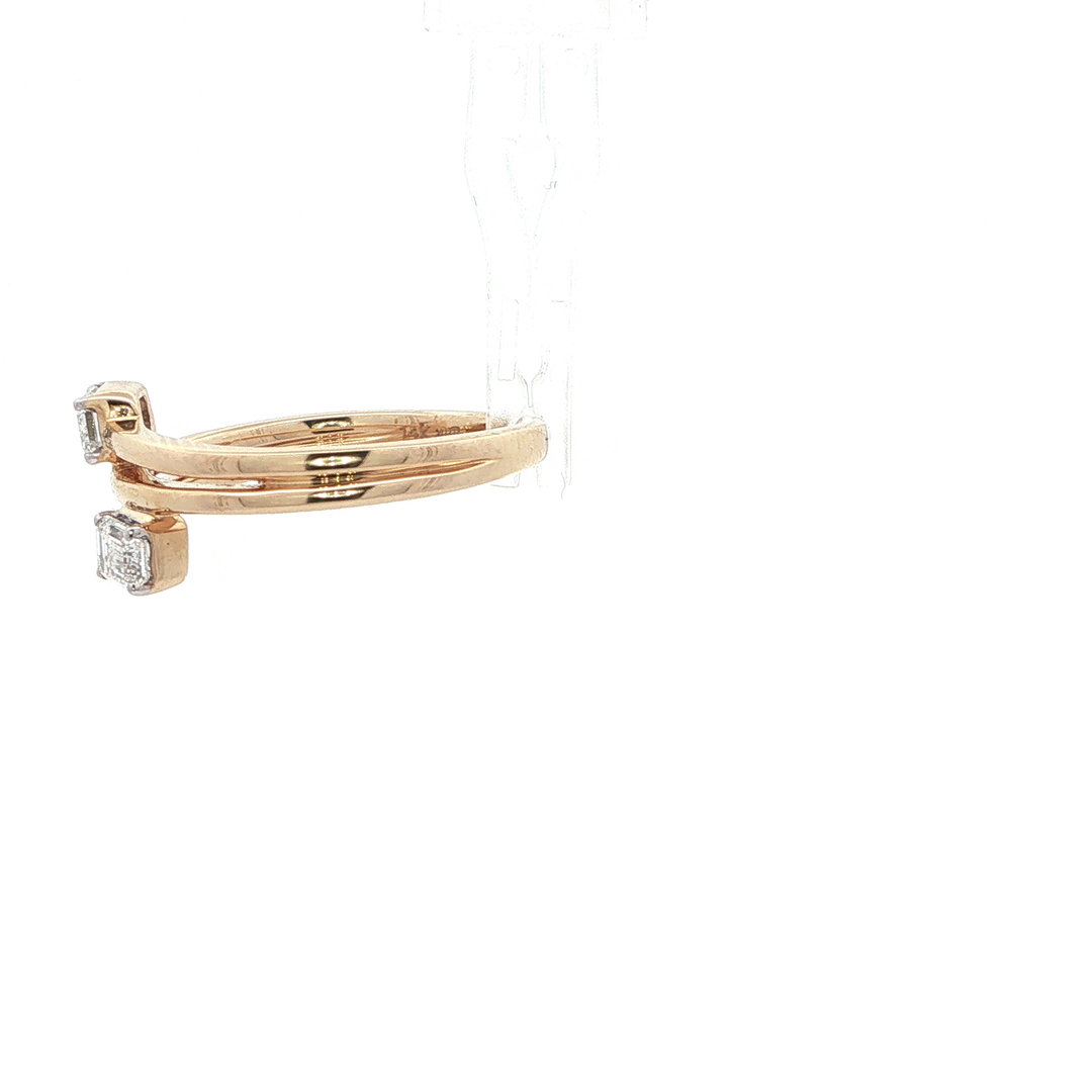14KT Yellow Gold Emerald-Cut Diamond Bypass Ring with Lab-Grown Diamonds (0.54 cttw)