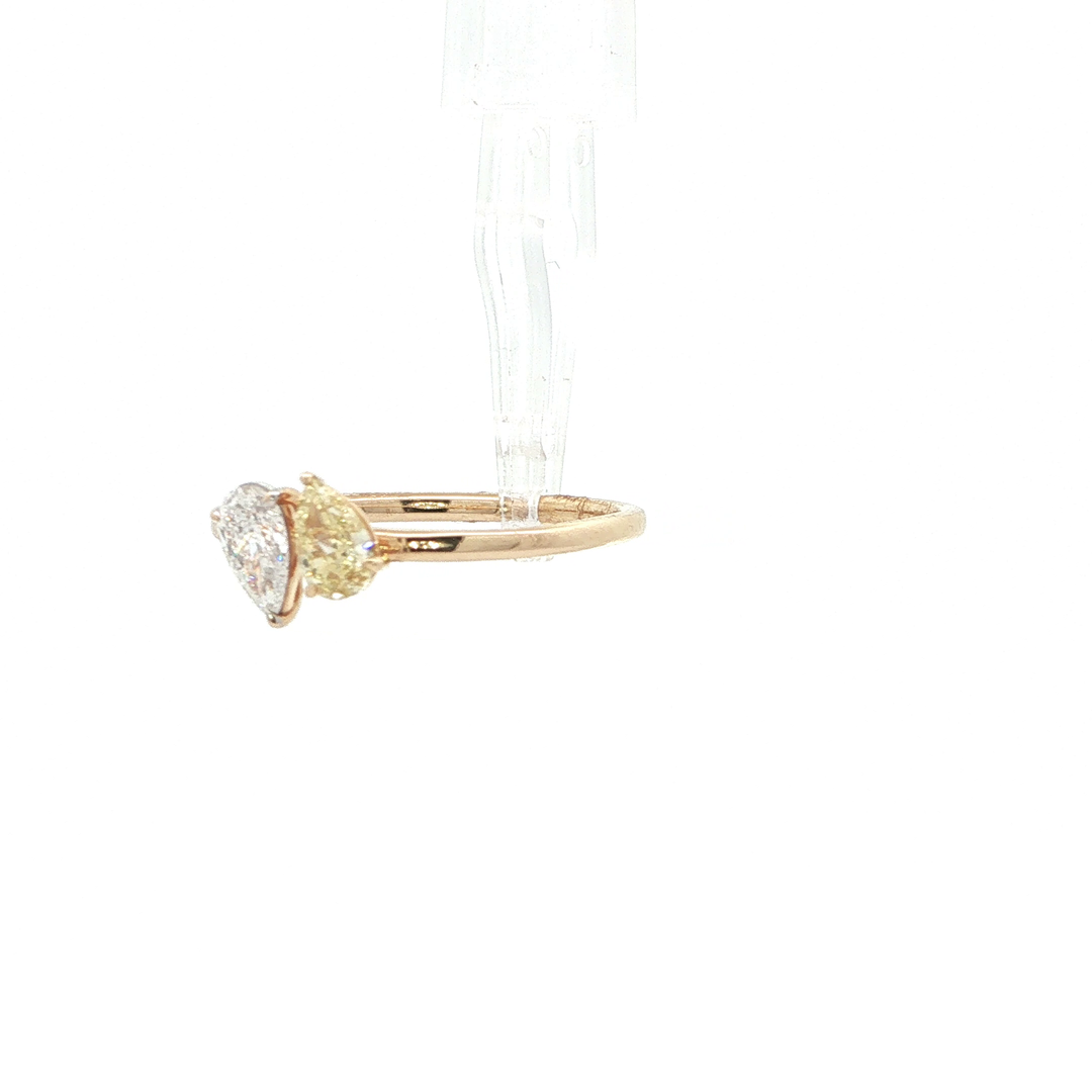 14KT Yellow Gold Toi et Moi Ring with White & Fancy Yellow Lab-Grown Diamonds (0.57 cttw)
