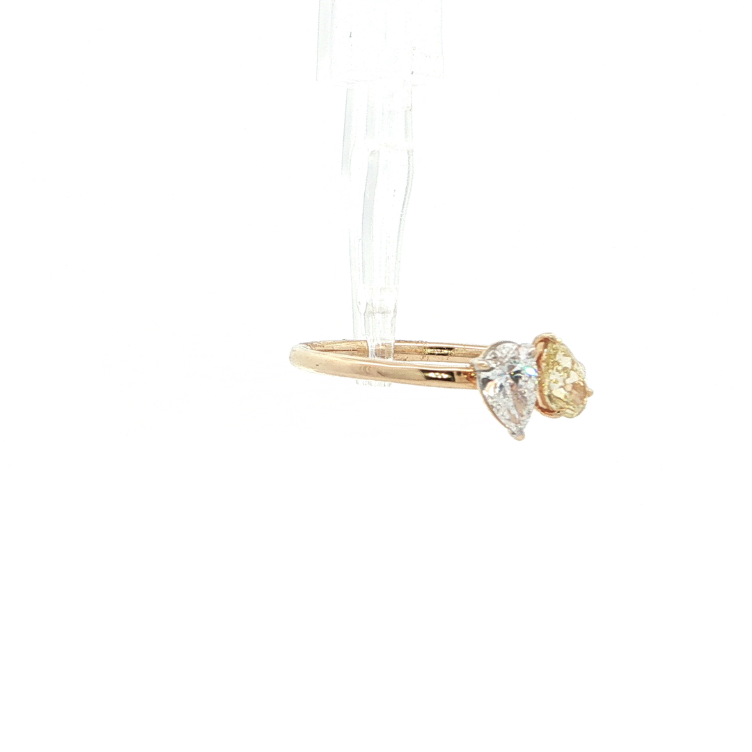 14KT Yellow Gold Toi et Moi Ring with White & Fancy Yellow Lab-Grown Diamonds (0.57 cttw)