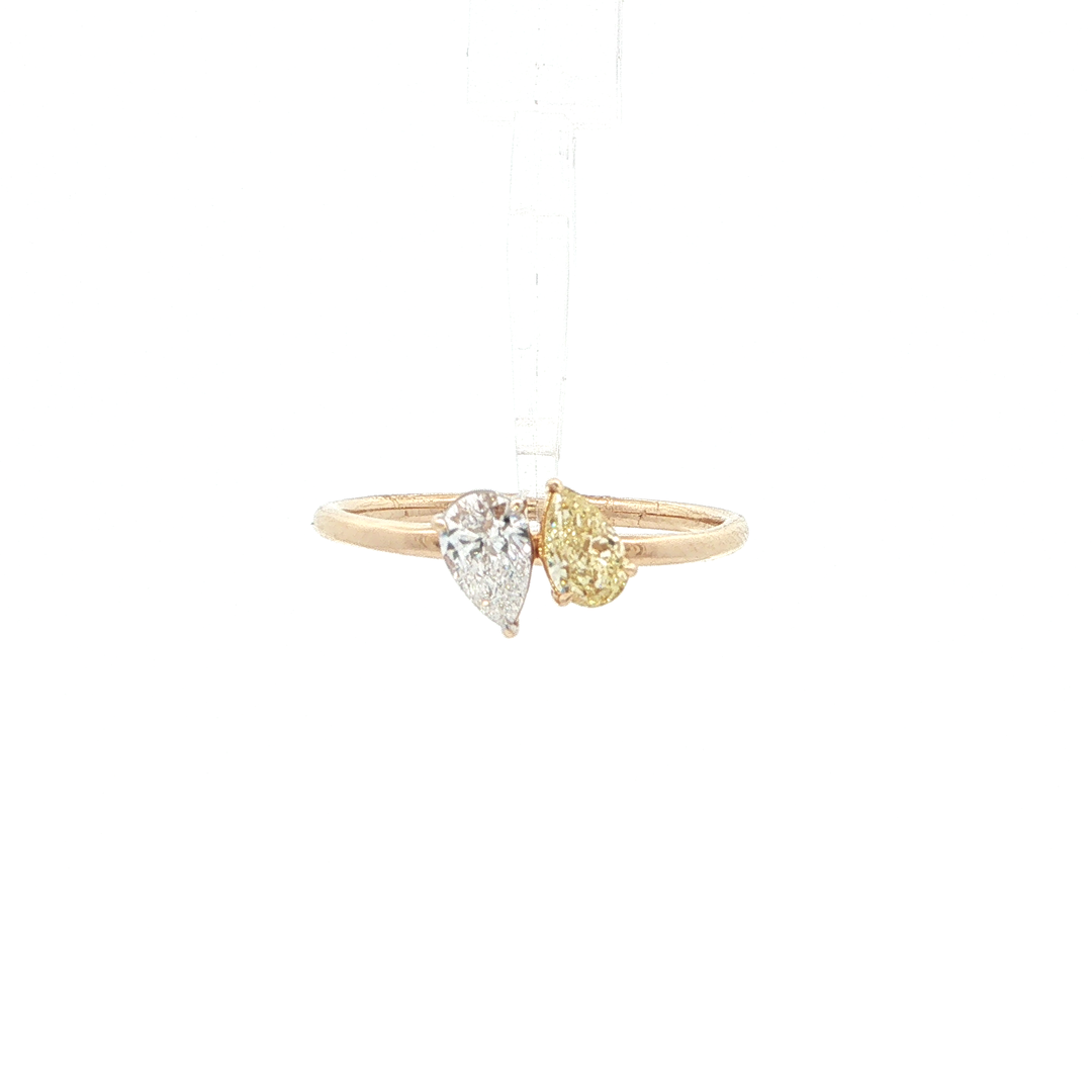 14KT Yellow Gold Toi et Moi Ring with White & Fancy Yellow Lab-Grown Diamonds (0.57 cttw)