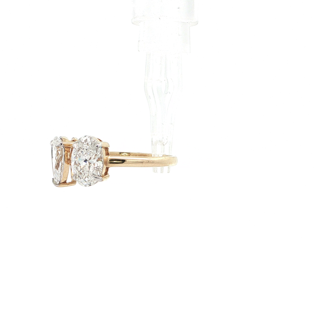 14KT Yellow Gold Pear & Oval Diamond Toi et Moi Ring with Lab-Grown Diamonds (1.77 cttw)