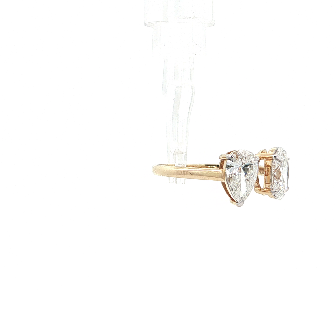 14KT Yellow Gold Pear & Oval Diamond Toi et Moi Ring with Lab-Grown Diamonds (1.77 cttw)
